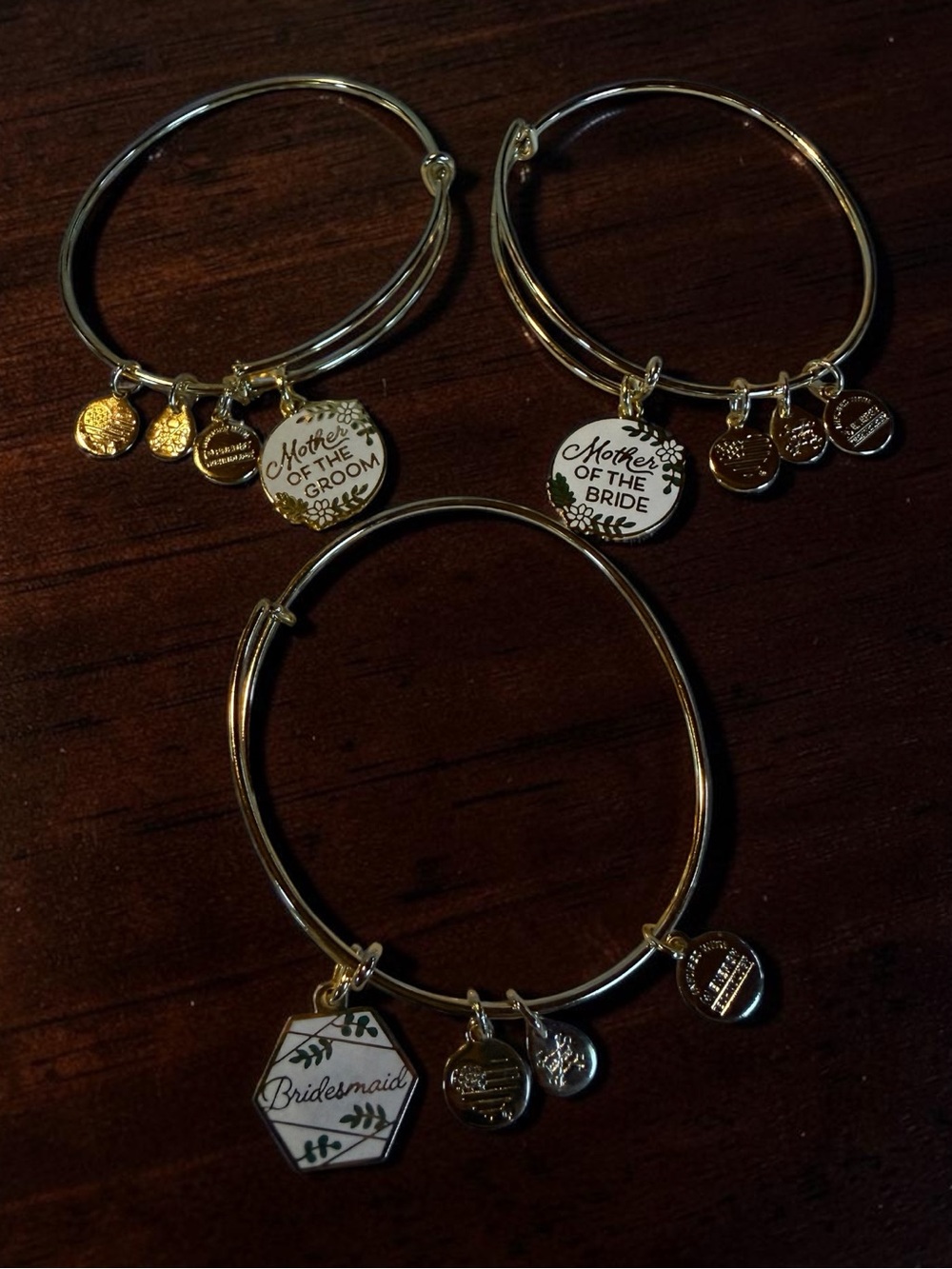 Alex and Ani Bundle of 3 Wedding Party Charm Bangle Bracelets NWOT!